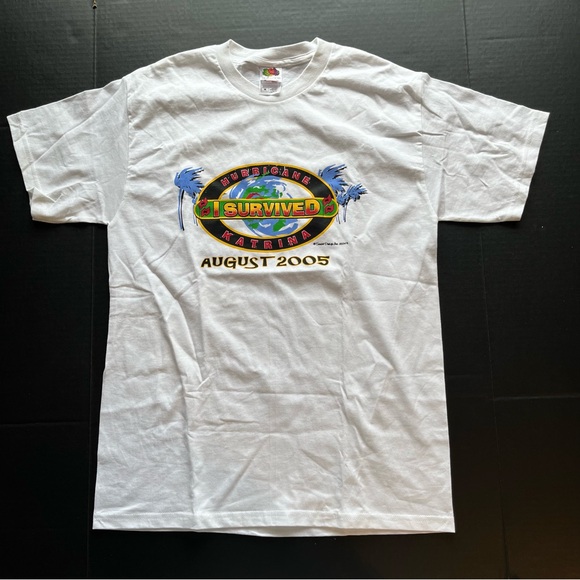 Vintage Hurricane Katrina 2005 Tee M White Survivor TV Show New Orleans Louisian - Picture 1 of 4
